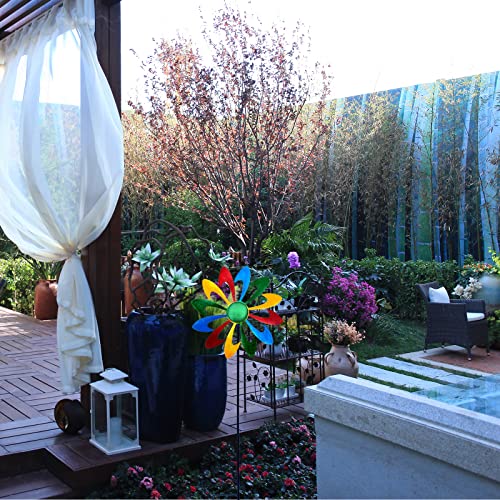Litially Kinetic Metal Garden Wind Spinners, 47 Inch Wind Checker, Pinwheels For Yard And Garden. Outdoor Decorative Windmills Gifts For Kids And Men #TOP4