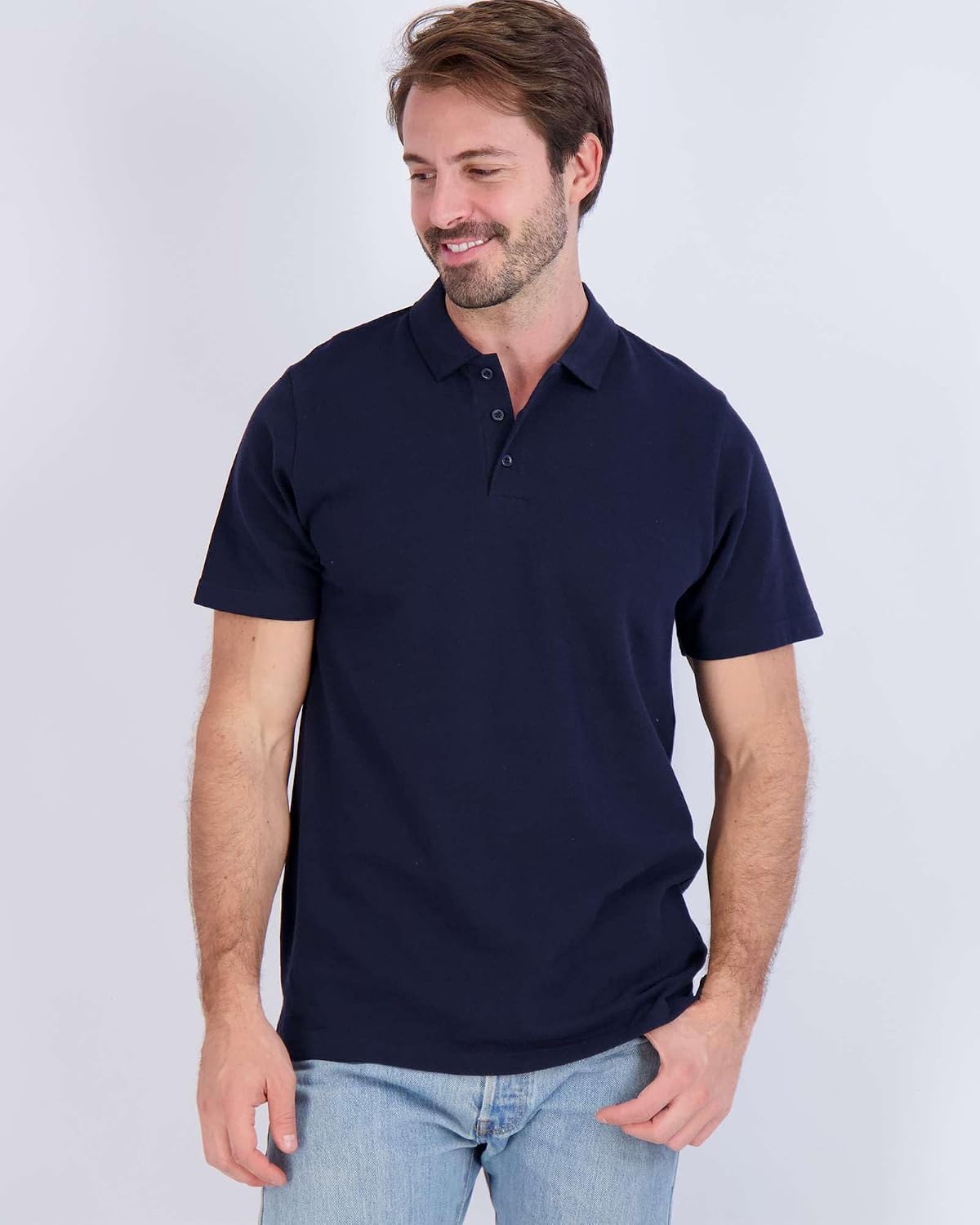 Real Essentials 4 Pack: Men's Cotton Short Sleeve Polo | Collared Pique Golf Shirt Casual Performance (Big & Tall Available)