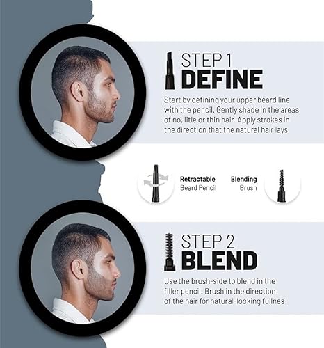 Miniatura 8 de VOID Homme Relleno de lápiz para barba para hombres (marrón claro, juego de 4) kit de bolígrafo instantáneo para barba completa, forro de bolígrafo