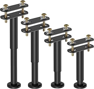 4PCS Verstellbare Bettbeine, 18-33cm höhenverstellbar, Bettstützbeine für Bettrahmen/Bett-Mittellatten, Metall, verstellbare Möbelersatz für DIY-Möbel, Küchenschrank, Sofabetten