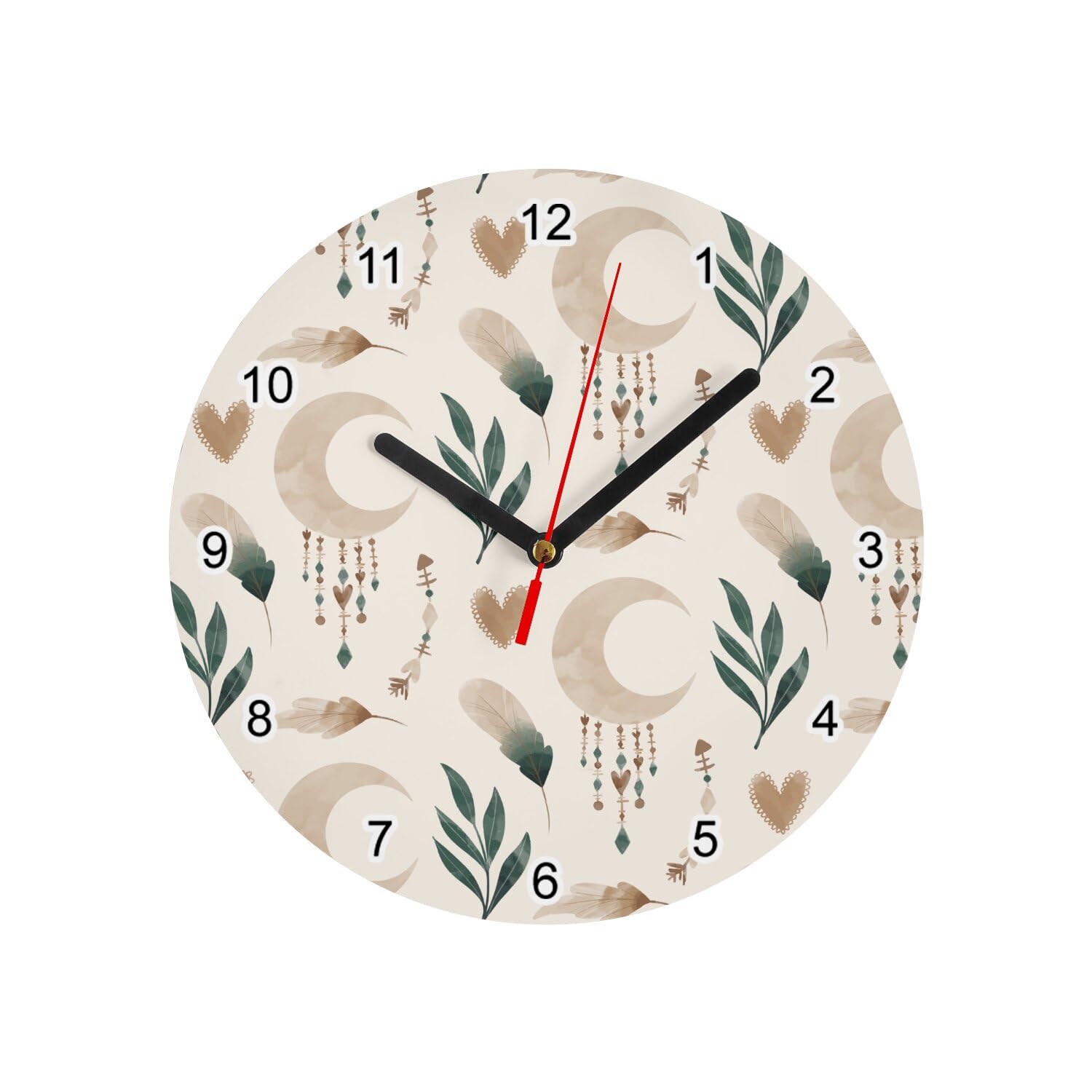 Horloge Murale en Verre Fine Discrète Blanche Style Bohème
