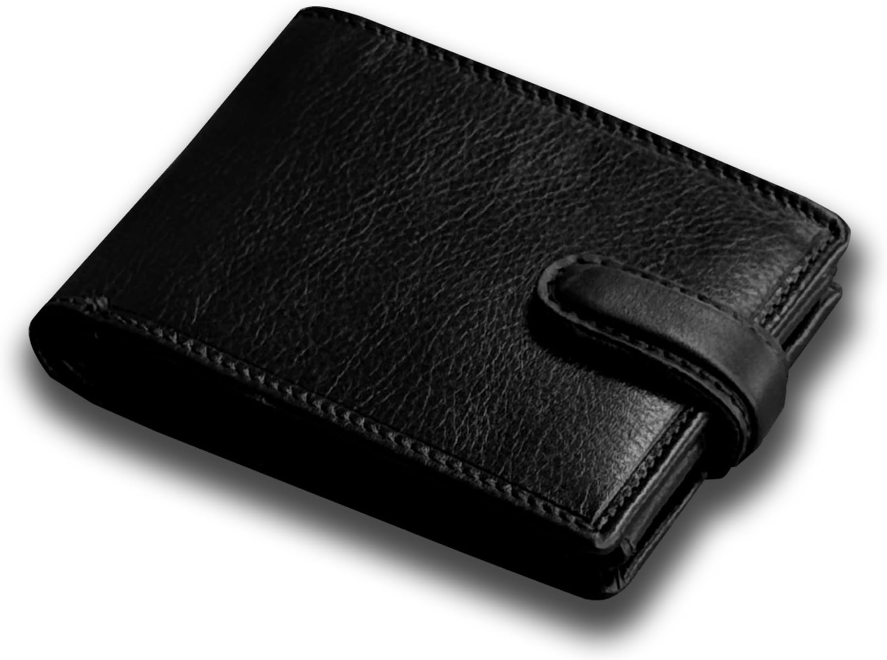 TOPSUM LONDONMen's Genuine Leather Tri-Fold Wallet With Id & Coin Pocket One Size Black
