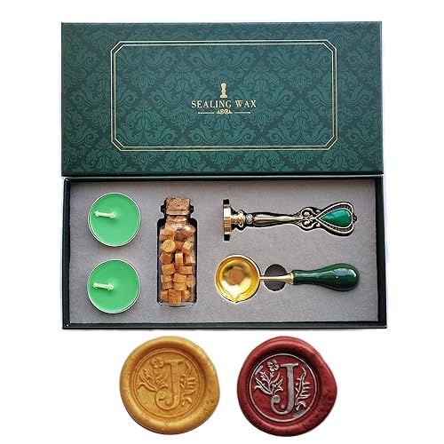 Fancy Letter J - Juego de sellos de cera con diseño de letra J, caja de regalo de estilo europeo, sello personalizado vintage para invitaciones de