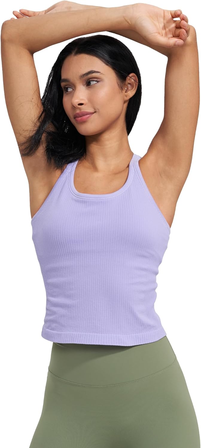 sphinx cat Womens Ribbed Workout Crop Tops with Built in Bra Yoga Racerback Tank Top Slim Fit
