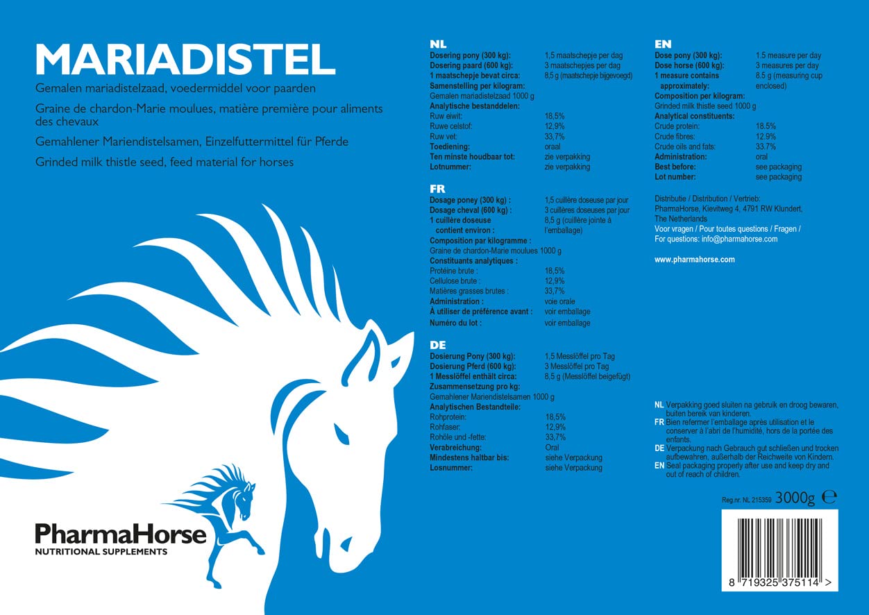 PharmaHorse Chardon-Marie Puissant antioxydant | 100% Naturel | 3000 grammes
