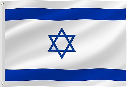 Bandera de Israel, bandera de Israel de 3 x 5, bandera judía, banderas nacionales, poliéster con ojales de latón para interiores y exteriores,