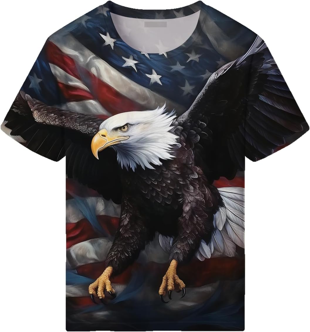 Vintage American Flag Animal Shirt T-Shirts Gorgeous Eagle Mountains Men Tee Top - Image 2