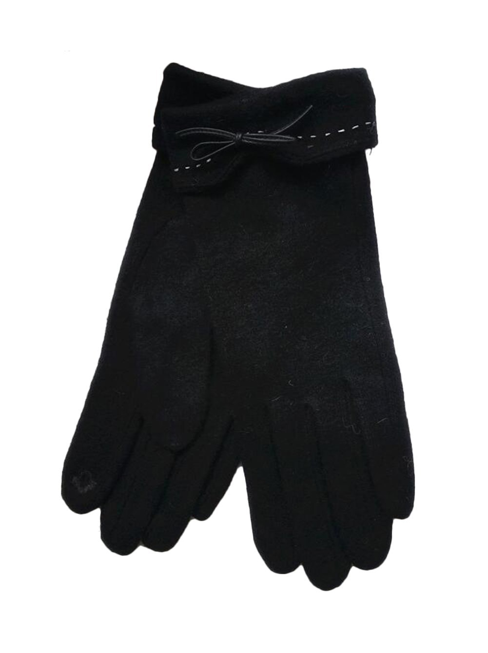 Black Touch Screen Texing Gloves Winter Wool Gloves with Bow for Adults