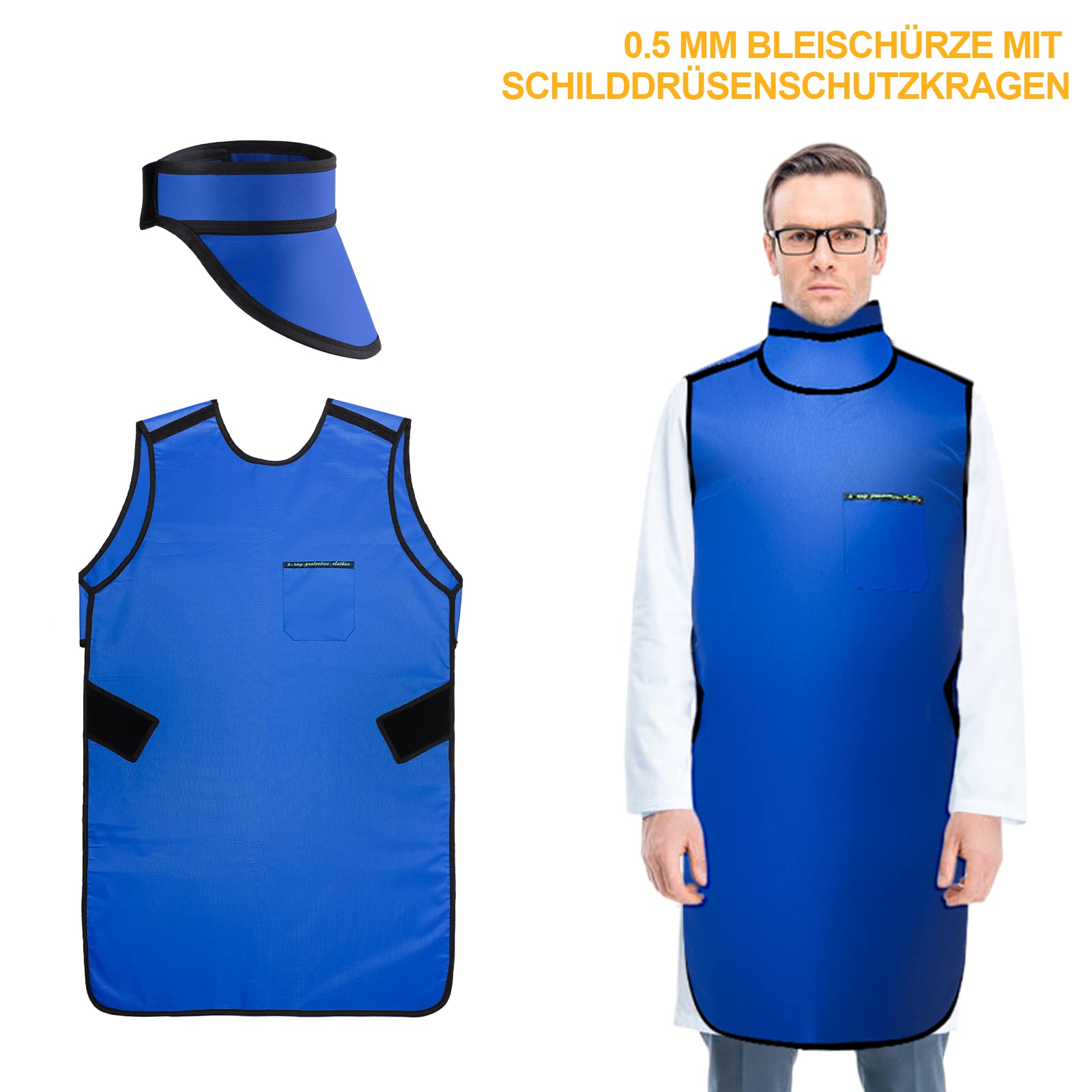 Tablier de protection contre les rayons X 0,5 mm Pb avec protection thyroïde plombée pour adultes