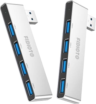 Slim USB Hub 2Pack, Fidioto 4 Port USB Adapter1 * 3.0 Hub, 3 * 2.0 Hub, Multi USB Port Expander for Laptop, iMac Pro, MacBook Air, Mac mini/Pro, Notebook PC, USB Flash Drives and Mobile HDD Etc.
