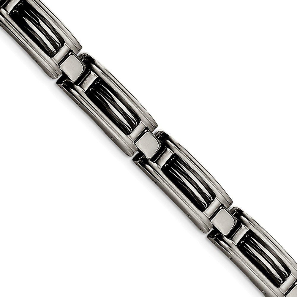 Stainless Steel Brushed Black Plated 8.75in Bracelet 8.75 Inch Men Fashion Jewelry for Dad Mens Gifts for Him
