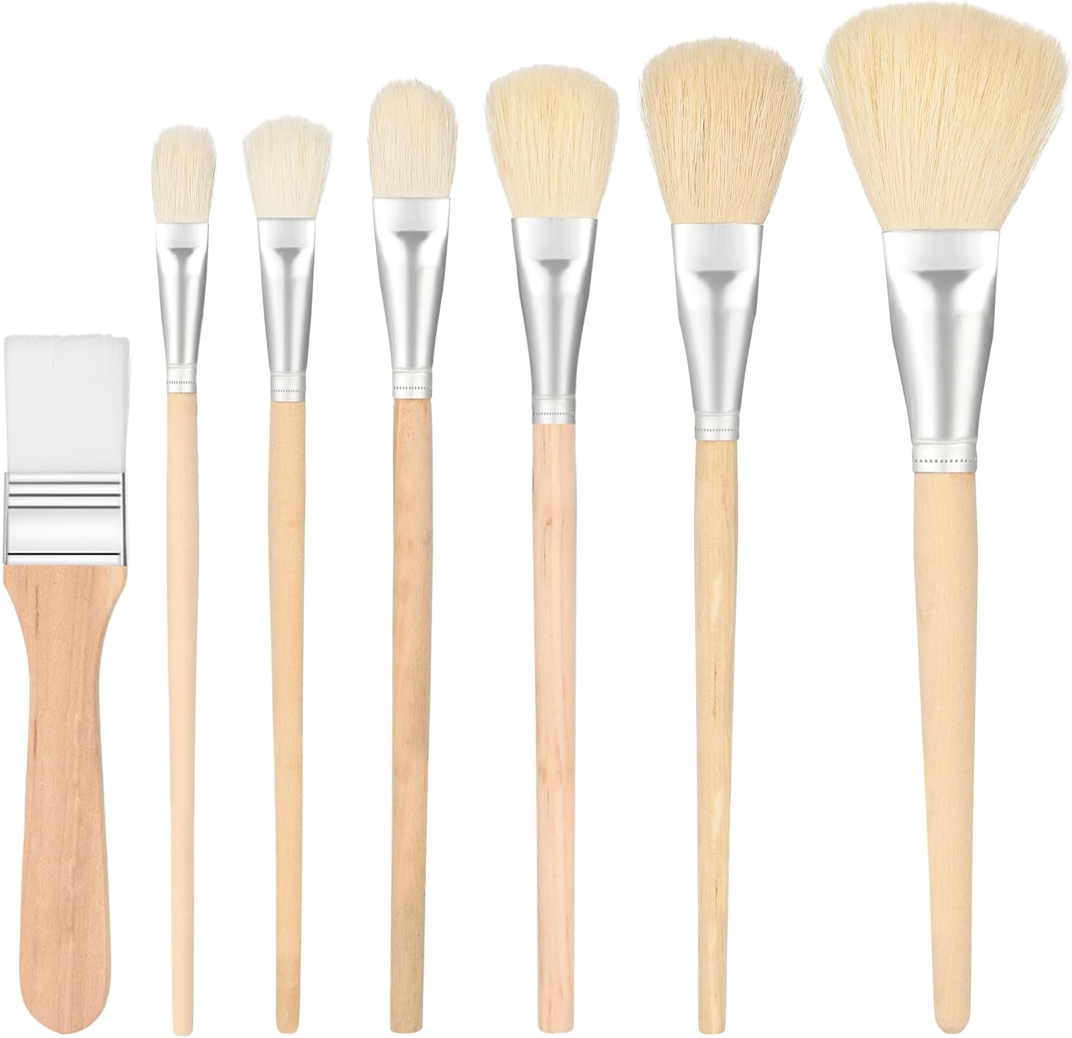 Thinp Acrylic Paint Brushes Set, 7 Pieces Mop Brushes with Wooden Handle Goat Hair Blending Brushes Paint Brushes for Acrylic Painting Watercolor Foil Gold Oil Painting