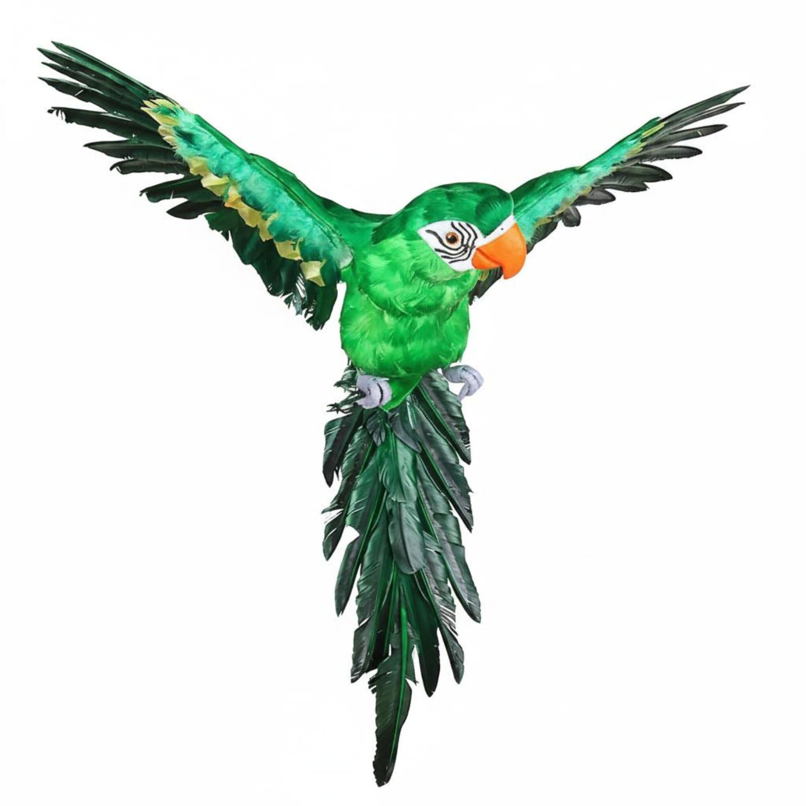 Oiseau décoratif perroquet vert 45 cm statuette en plumes pour décoration de table et étagère