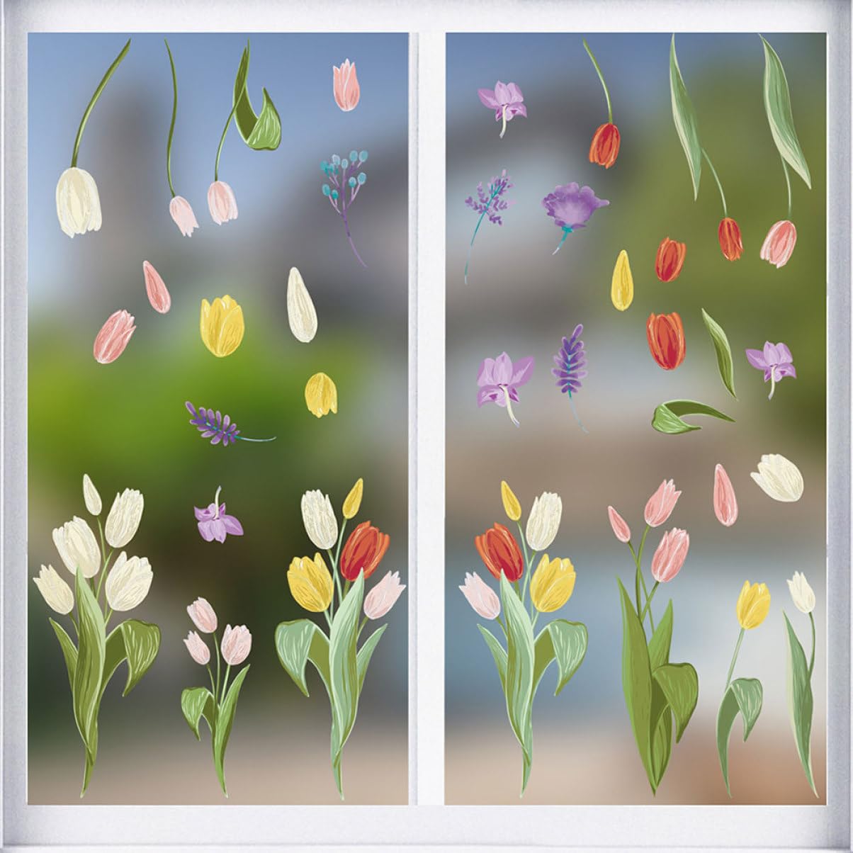 Alipis 3sätze Dekorative Tulpen Fensterbilder Doppelseitige Statische Aufkleber Für Glas Selbstklebend Kinderfreundlich Für Fensterdekoration Im Wohnzimmer Und Klassenzimmer