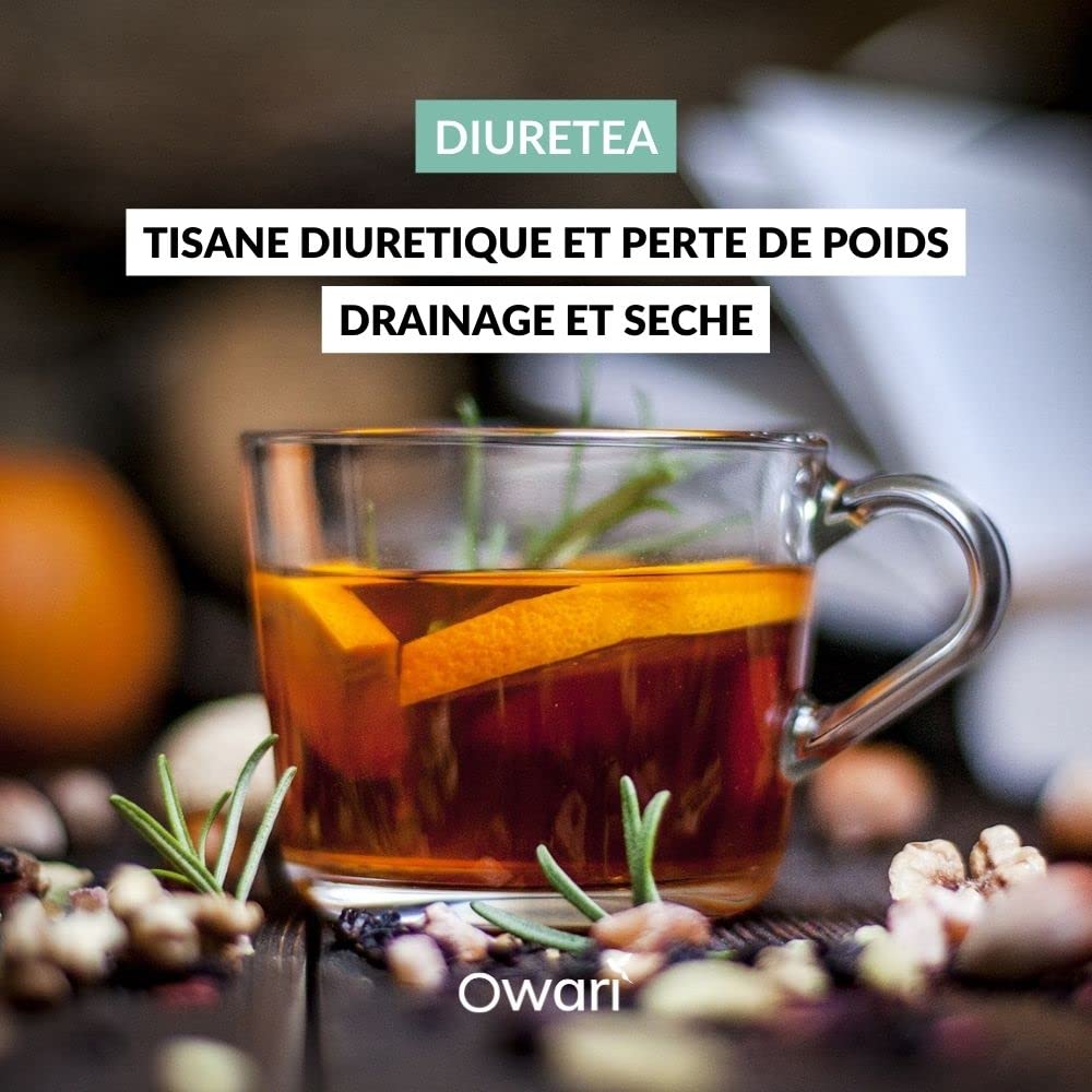 OWARI Diuretea - Thé Détox et Tisane Draineur Puissant - Infusion en Vrac Anti-Rétention d'Eau - 100 g - Ingrédients 100% Naturels - Produit en France