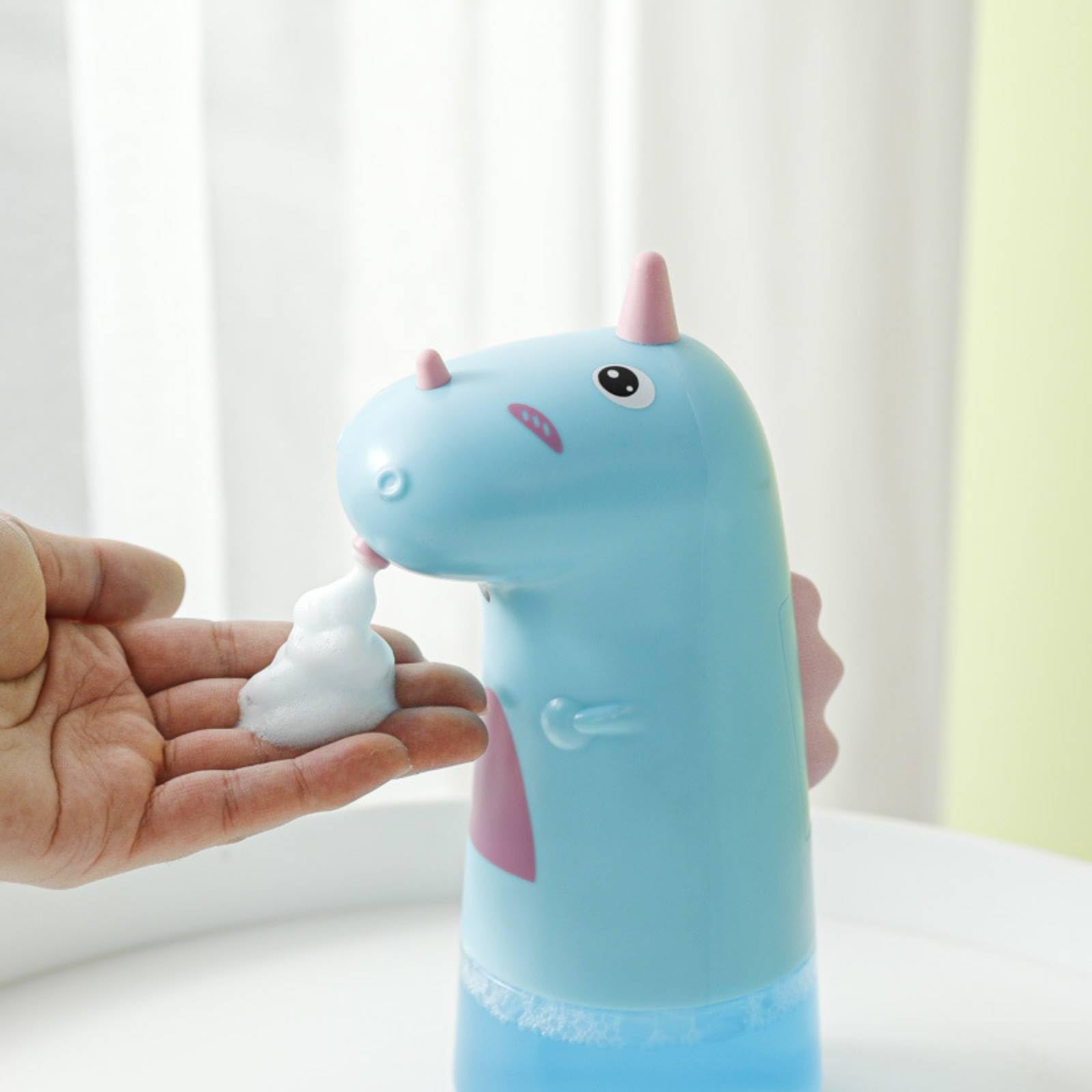rockible Dispenser Schiuma Sapone Cartoon Dispenser Sapone a Sensore Carino per Lavaggio Mani, Rosa, Modello A Batteria