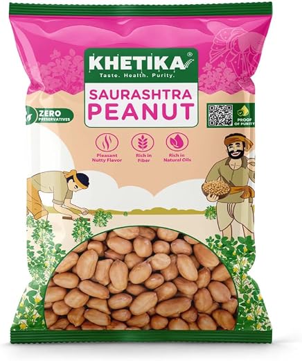Khetika Peanuts | 500g | Origin Saurashtra,Ground Nut, Fit for Fasting, Raw Peanuts, Moongfali, Unpolished, Rich in Protie...