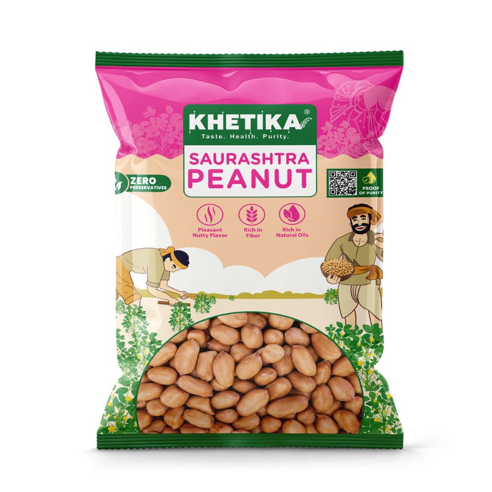 Khetika Peanuts | 500g | Origin Saurashtra,Ground Nut, Fit for Fasting, Raw Peanuts, Moongfali, Unpolished, Rich in Protie...