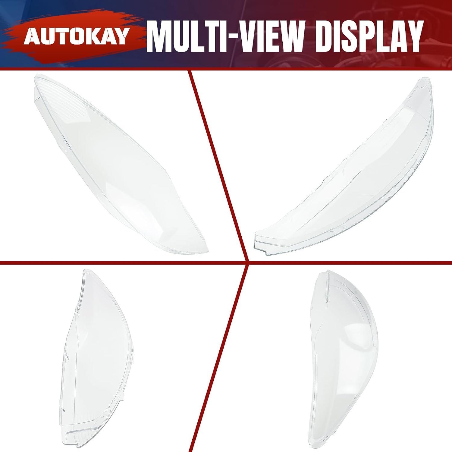 AUTOKAY A Pair Headlight Lens Clear Cover Fits for Ford Fiesta 2011-2013