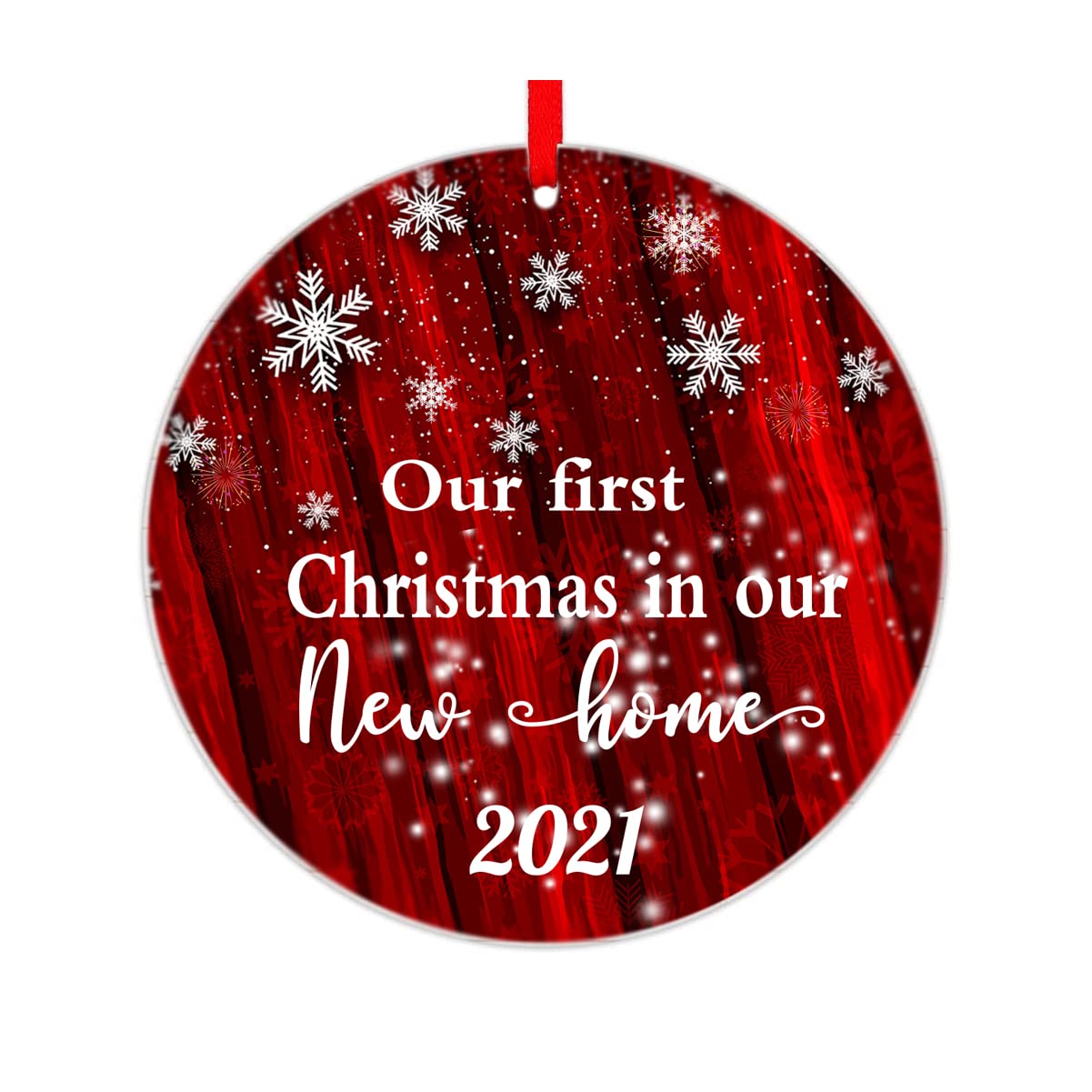 ANLEMIN Christmas Ornaments 2021 Xmas Tree Hanging Decorations Ornament Personalized Wooden Signs a Year to Remember - Our First Christmas in Our New Home