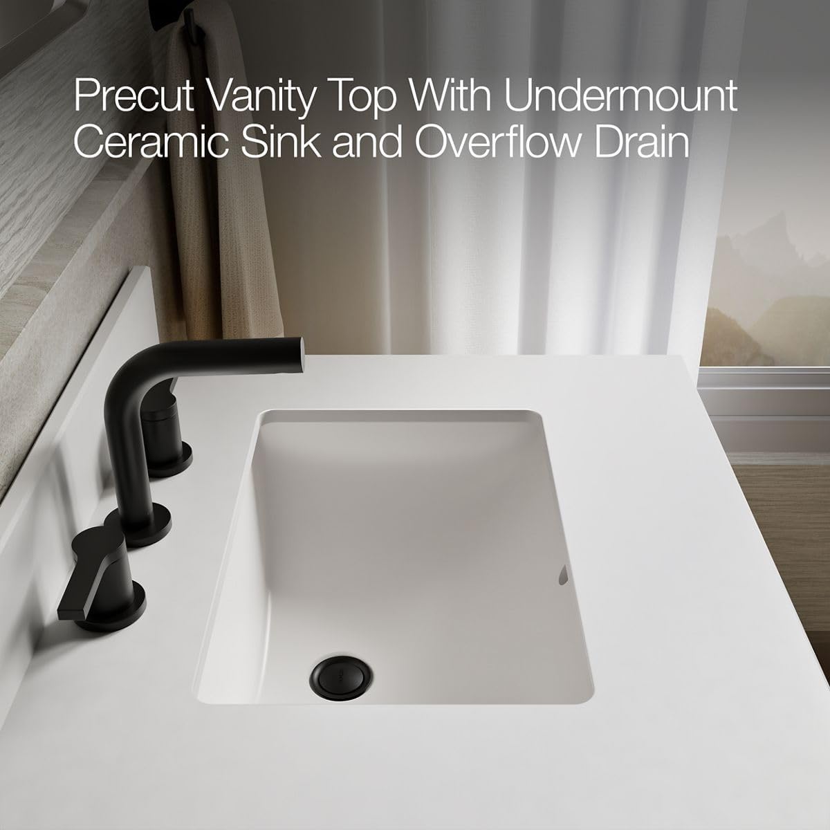 Kohler Charlemont 24" Bathroom Vanity Cabinet with White Sink and Quartz Top, Modern Bathroom Storage, Light Oak, K-29259-BD1-WEK