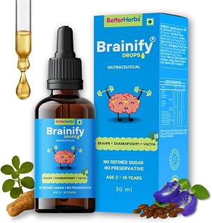 Brainify Drops for Kids | 2-16 Years | 30ml | Supports Brain Development, Speech, Memory, Focus & Cognitive Function | 7 T... Price In India