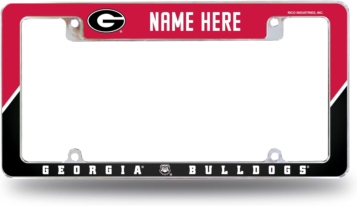 Rico Industries NCAA Georgia Bulldogs Personalized/Custom 12" x 6" Chrome All Over Automotive License Plate Frame for Car/Truck/SUV