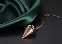 Vista 5 de PESOENTH Péndulo de cobre para radiestesia de metal, adivinación curativa, energía espiritual, cadena de péndulo para dowser Scrying Wicca
