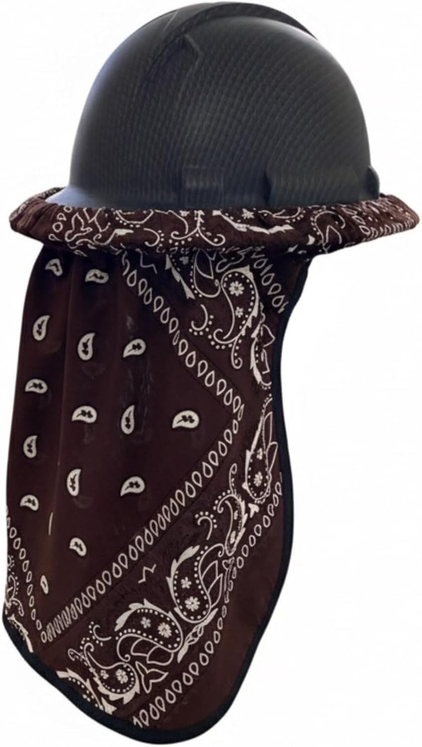 Hard Hat Full Brim Sun Shade, Neck Protector, Bandana Print Cotton, Diamond Paisley Print