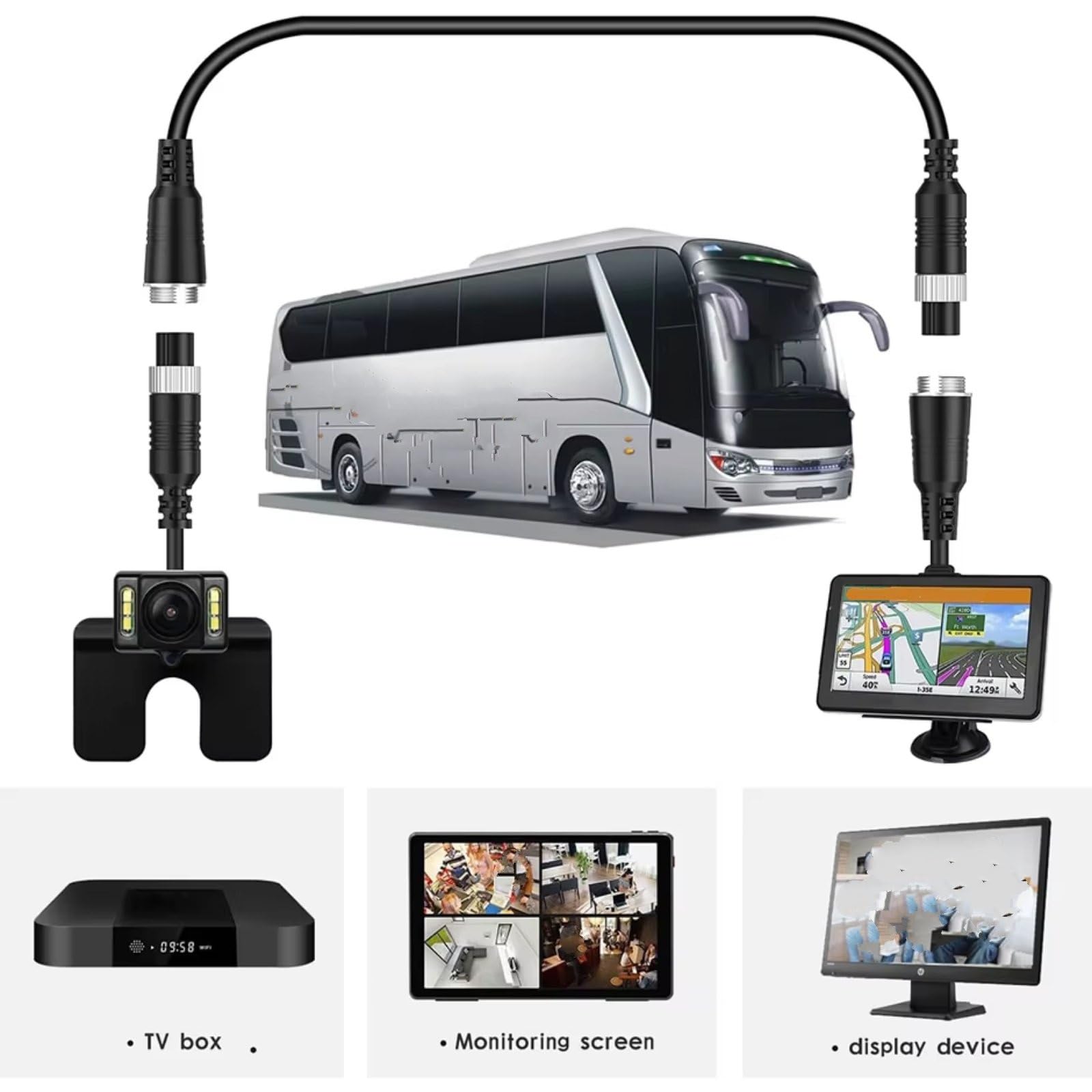 Cable Vídeo Extensión Aviación 4 Pines 3 5M 10M 15M 20M para Conexión Cámara Monitor Autobús Y Camión Camara Trasera Coche