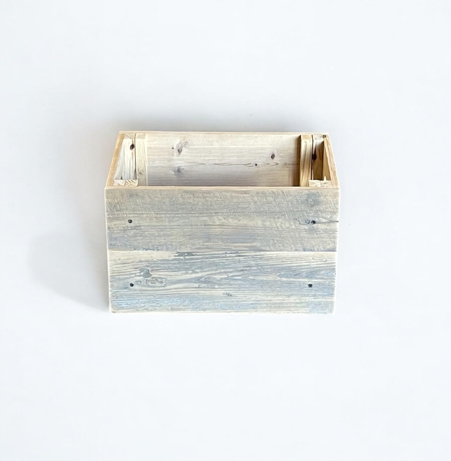 Decorative Reclaimed Wood Crates, White Wash, Natural, Rustic Brown, Assorted Sizes (Natural Unfinished, 15.75 x 11.25 x 9.5 H)