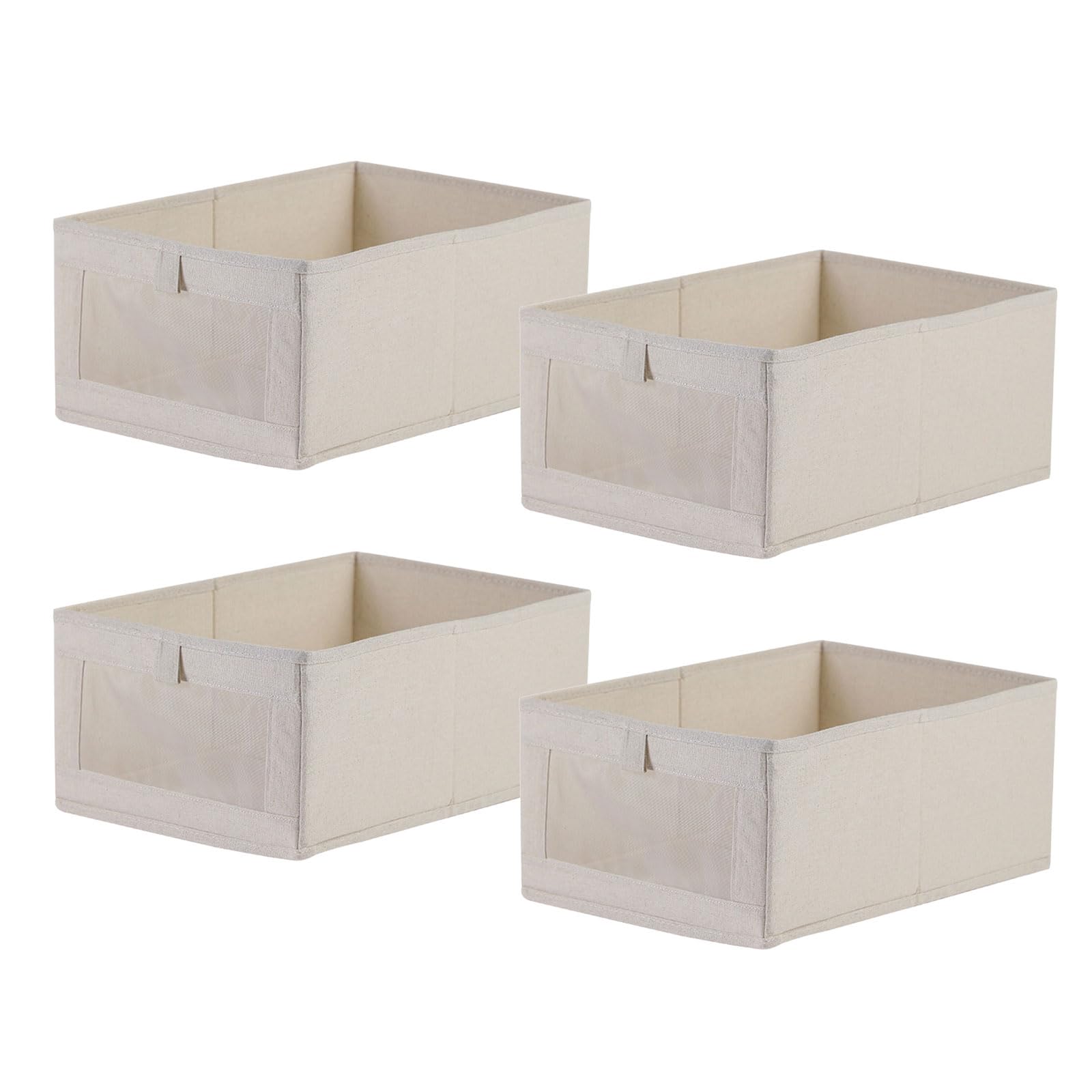 HDOYTXXM 4 Pieces Breathable Closet Organizers Baskets Foldable Linen Seasonal Clothing Storage Container with Clear Window Clothing Storage Solution