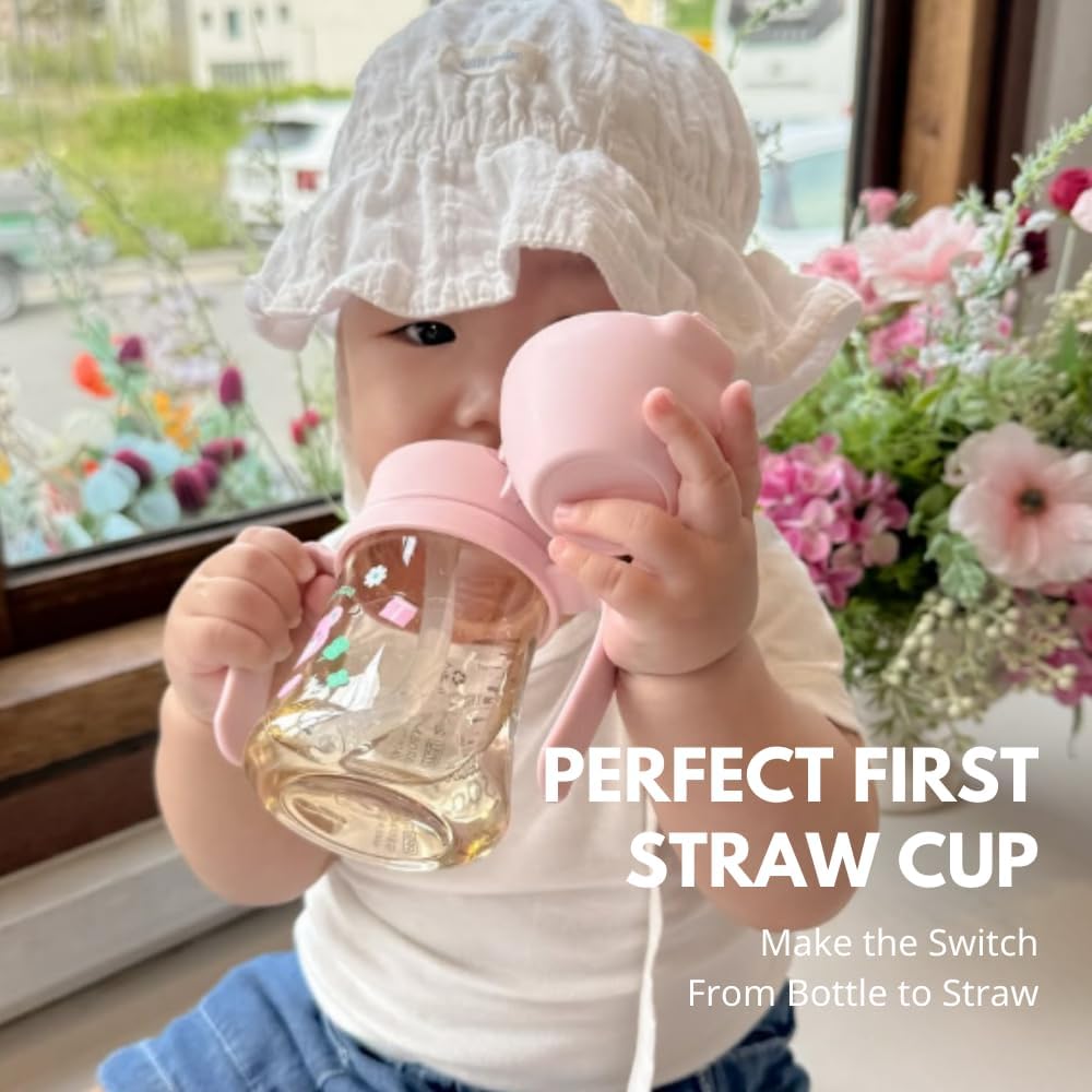 GROSMIMI x KNOTTED Flip Top Spill Proof Sippy Cup, PPSU, BPA Free, Stage 2 Straw for Toddlers (Sugar bear 6ox) - Image 2