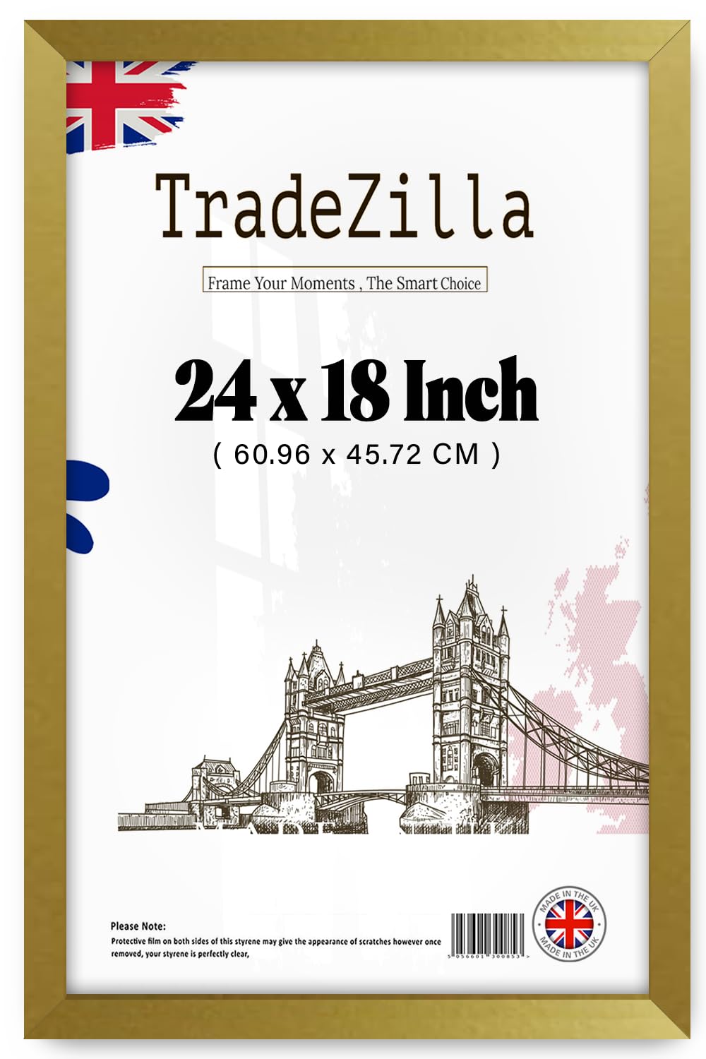 TradeZilla | MDF Poster Frame (60.96 x 45.72 CM) Elegant Picture Frame for Home, Office & Art Gallery Wall, MDF Wood Finish, Hanging Hooks for Easy Installation [ Gold ]