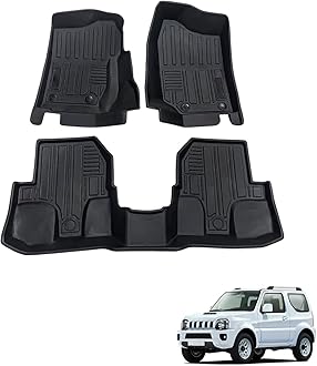 TPE Floor Mats Liners Compatible with Suzuki Jimny 2008-2018, 3 Pcs Black Front Floor Liners (2008-2018 Jimny)