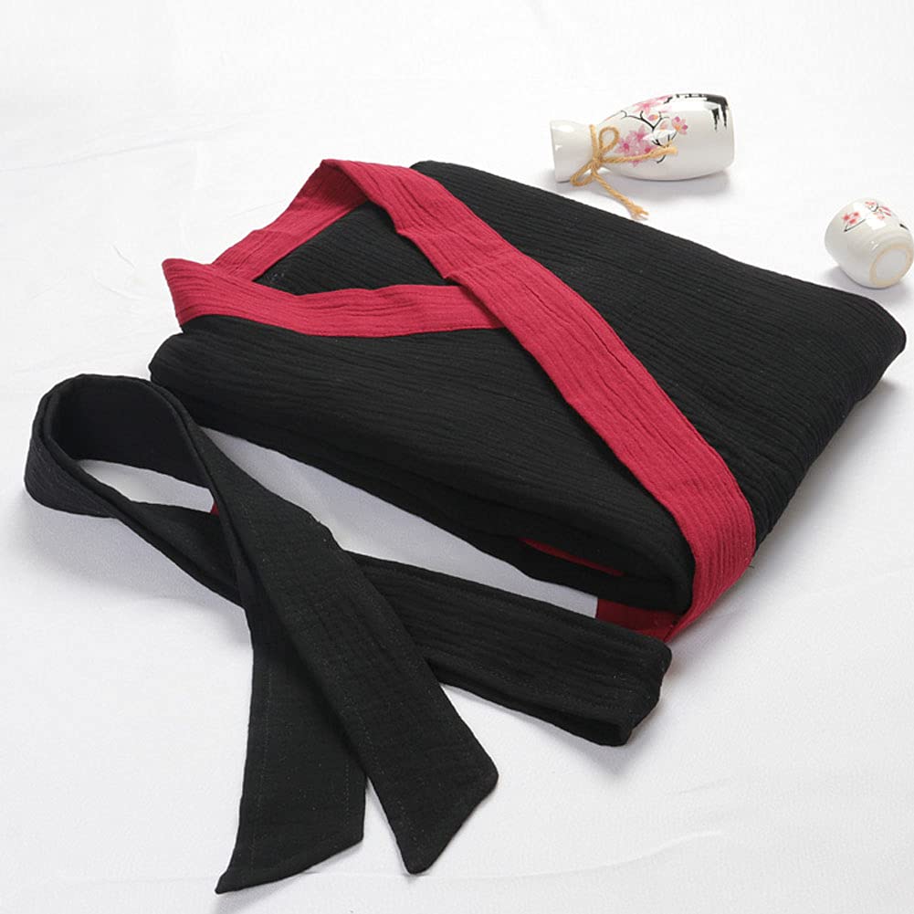 un-brand Kimono japonés para hombre, bata de algodón de doble gasa, talla grande, ropa zen, ropa taoísta (talla L, B2)