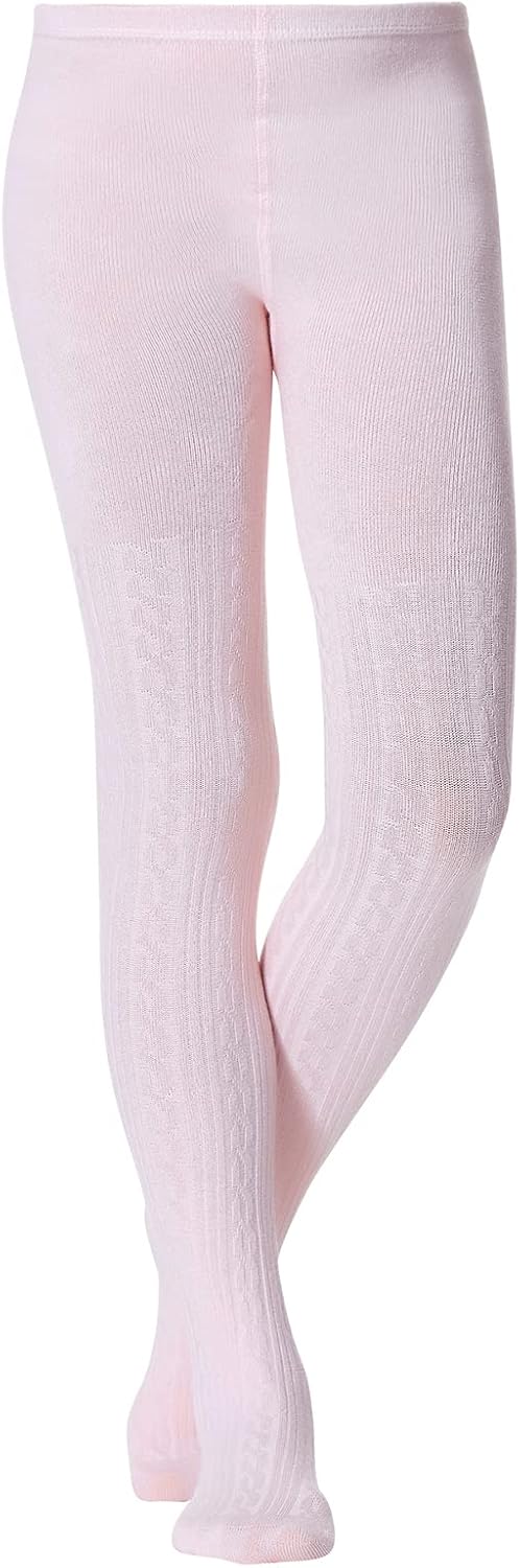 Girls Cotton Cable Knit Tights for Kids School Wear 4-12 Years | Soft,Footed Coverage,Seamless Toe,Stretch Waistband,Thick Warm Stocking For Kids 0-4 Years,Winter Cold Weather And Daily Wear