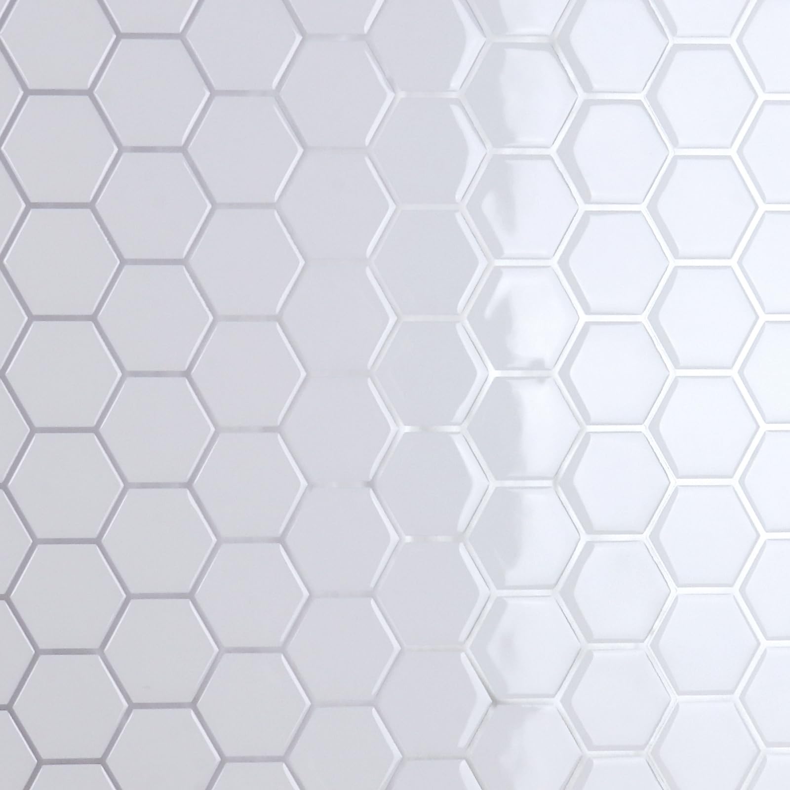 CRE8TIVE Azulejos Adhesivos Hexágono Blanco Vinilo Adhesivo Pared Cocina Azulejos Adhesivos Baño Impermeable Baldosas Adhesivas Pared Autoadhesivo Salpicadero Cocina Lavadero 4 Piezas 30.5cm x 30.5cm