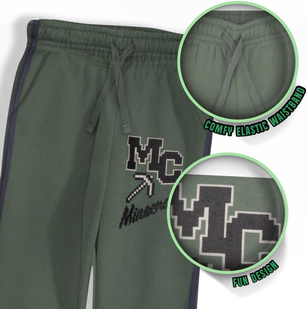 Minecraft Creeper Boys 2-Piece Jersey Set, Long Sleeve Active Mesh T-Shirt & Jogger Pants Bundle for Kids - Image 3