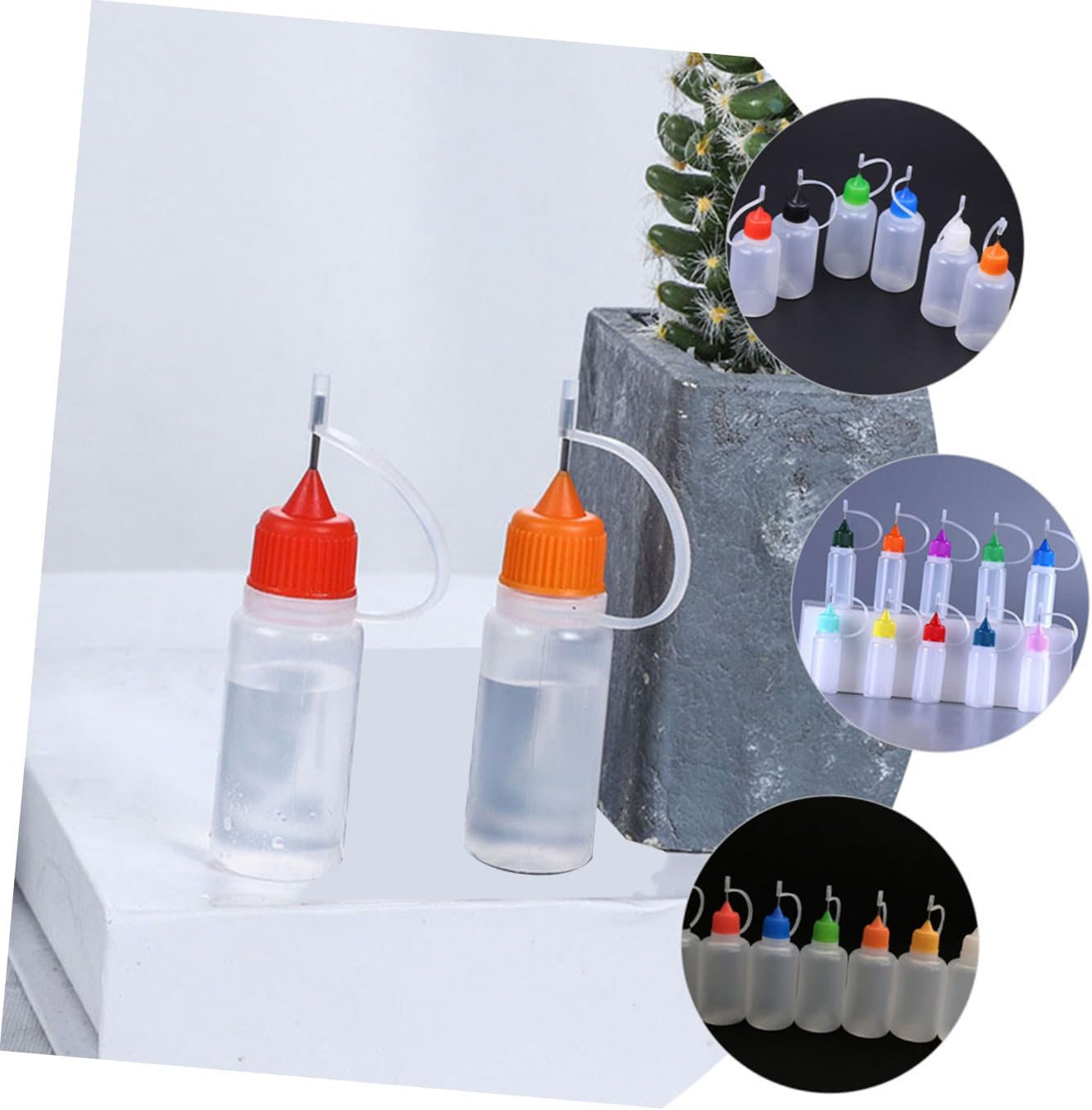20pcs 30ml Refillable Needle Tip Glue Squeeze Bottles with Lids, Small Semi- Precision Applicator Bottles for Liquid Glue Dispensing in Craft and Industrial Use Random Color