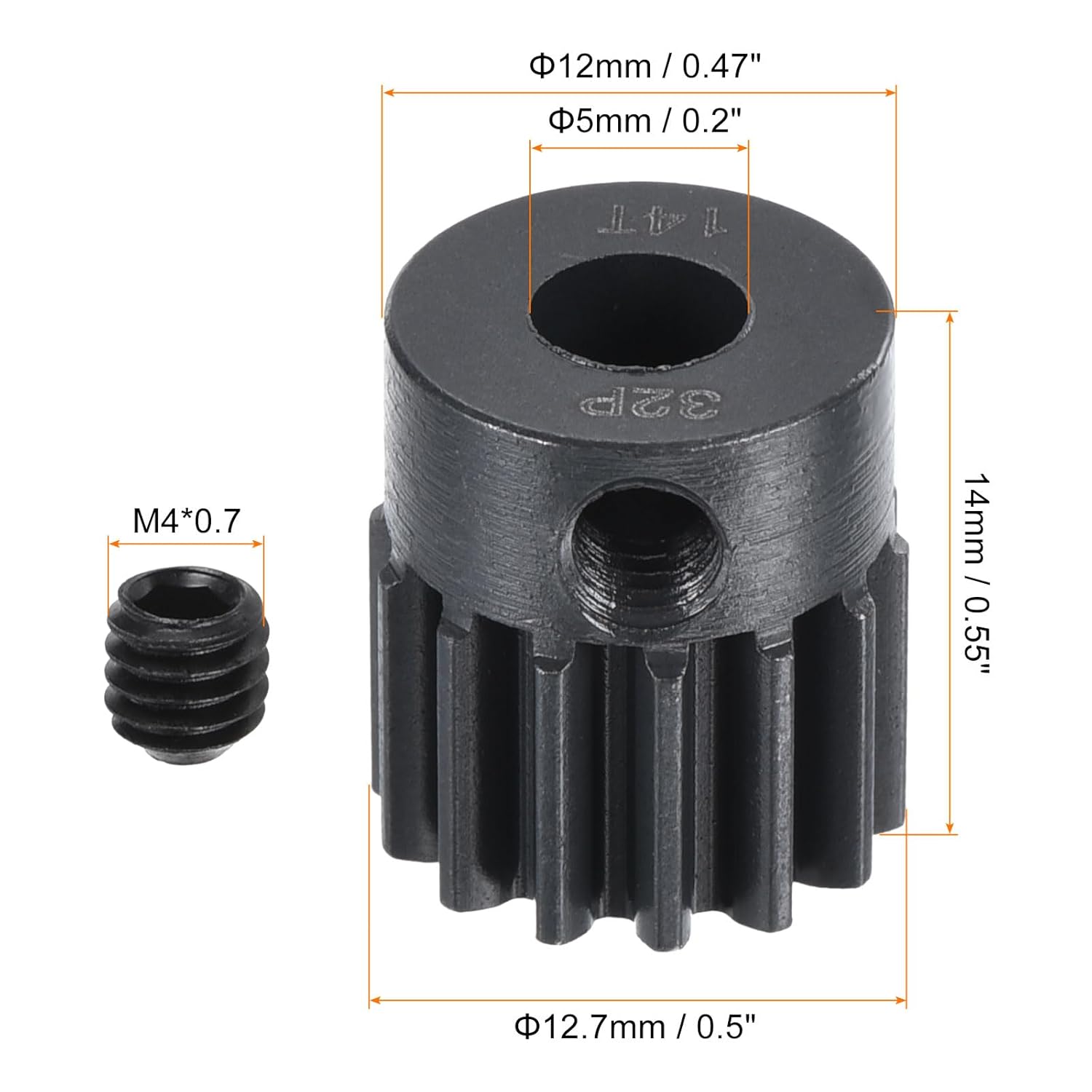 MECCANIXITY RC 32P Hardened Pinion Gear 5mm Shaft 14T Motor Gears Carbon Steel for RC Car Boat Drone
