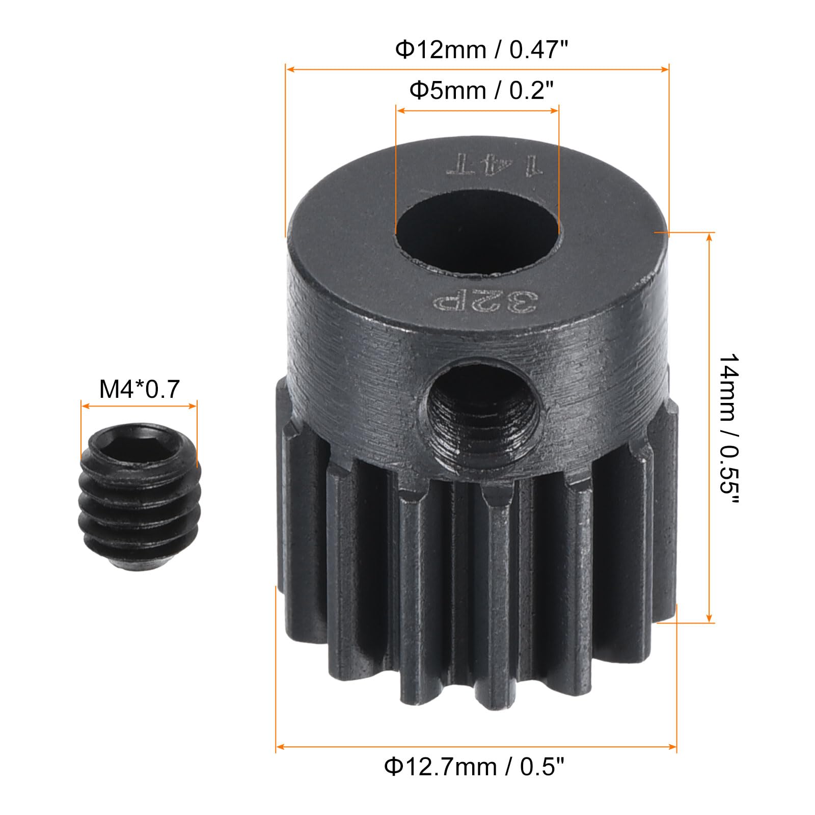 sourcing map RC 32P hartowane koło zębate 5 mm wał 14T koła zębate ze stali węglowej do drona RC Auto Boot