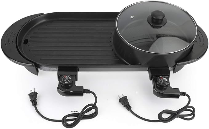 Olla Eléctrica y Parrilla BBQ 2 en 1 Portátil, Negra, Capacidad Grande miniatura 8