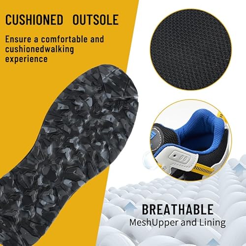 SLIMTA Men's & Women's Extra Lightweight Mesh Safety Shoes - Steel Toe Sporty Design for All Seasons (Steel Gray Fusion, EU Footwear Size System, Adult, Numeric, Medium, 42)