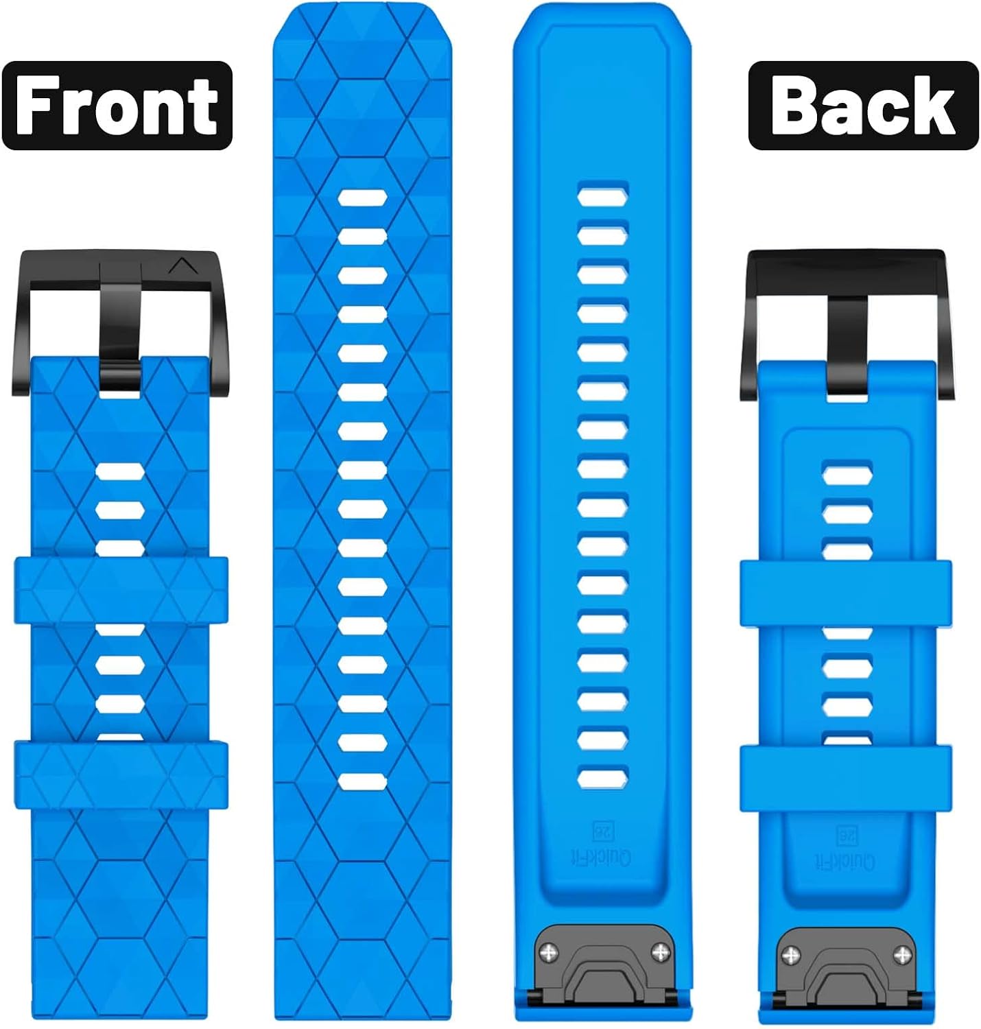Compatible with Garmin Fenix 7X Band 26mm Width Soft Watch Straps Sport Bands Replacement for Fenix 7X/Fenix 6X/Fenix 6X Pro/Fenix 5X/Fenix 5X Plus/Fenix 3/Fenix 3 HR Smartwatches - Image 4