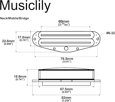 Musiclily Pro ST-DPHC Ceramic Dual Single Coil Sized Humbucker Super Distortion Neck Middle Bridge Pickups Set for Strat Style Electric Guitar, White Body Chrome Rail