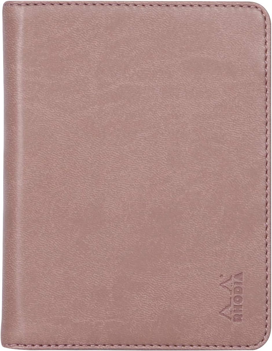 RHODIA 212009C - Rhodiarama Notepad and Document Holder Booklet N°12 Rosewood - for B7 Format Notepads or Notebooks (8.5x12 cm) - Premium Italian Faux Leather