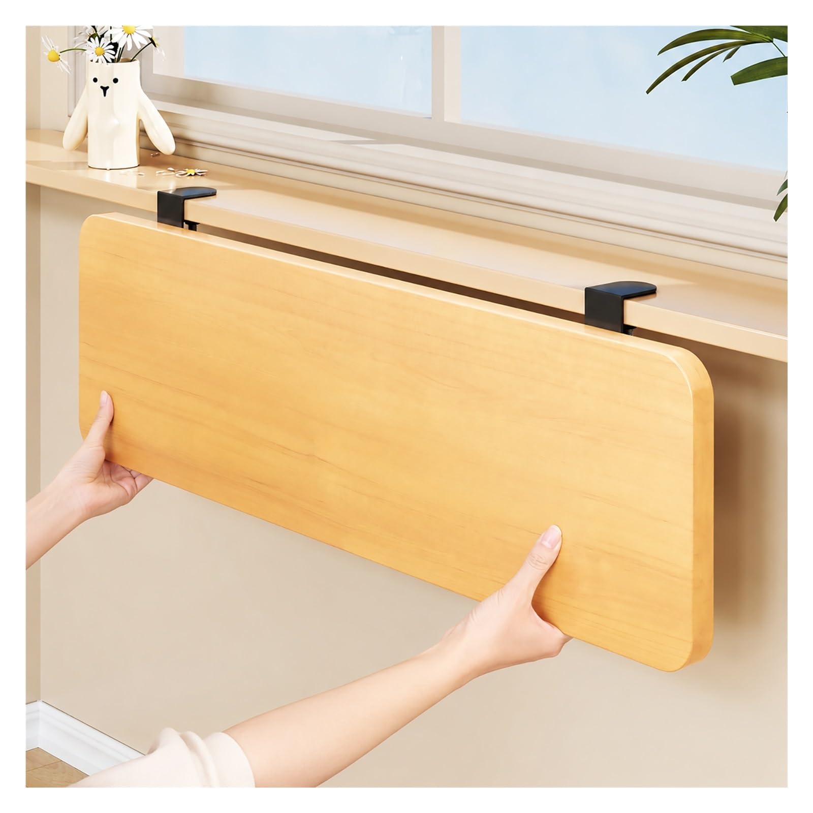 Placa de extensión para alféizar de madera plegable y sin perforación de 50x25cm
