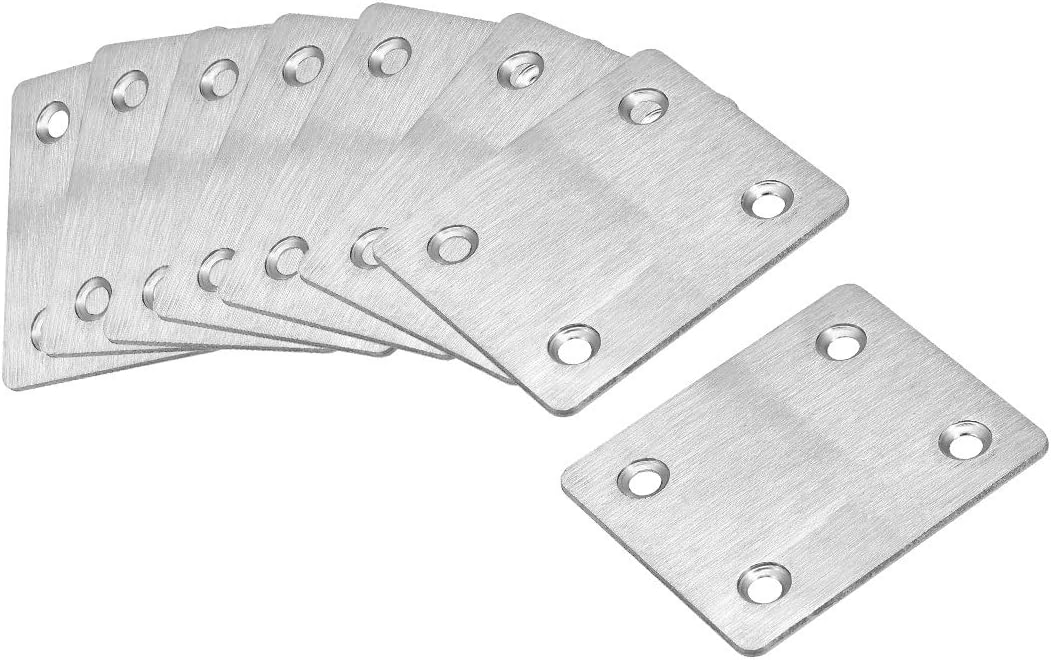 uxcell Repair Plate, 60mm x 50mm, Flat Fixing Mending Bracket Connector, 8 Pcs