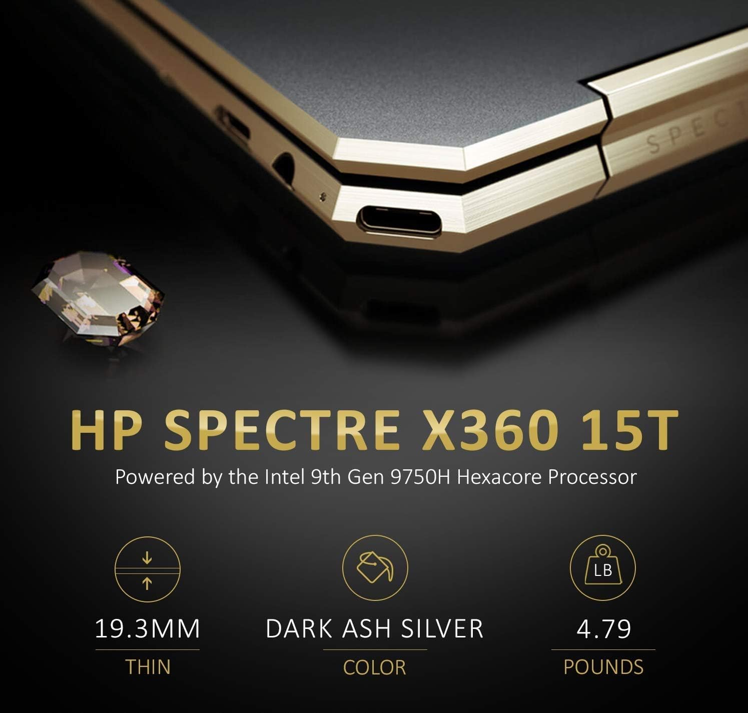 Discount 2019 HP Spectre x360 15t Touch 4K IPS NVIDIA GTX 1650 with 6 core 9th Gen Intel i7 9750H, 16GB, 3 Years McAfee Internet Security Key, Windows 10 PRO Upgrade Key, 2-in-1, HP Warranty (Dark Ash)